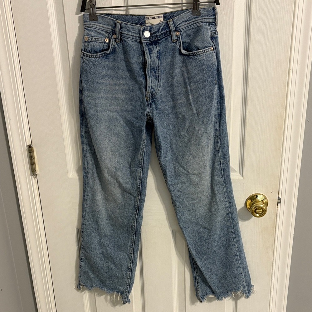 Free People Blue Straight Leg Jeans
